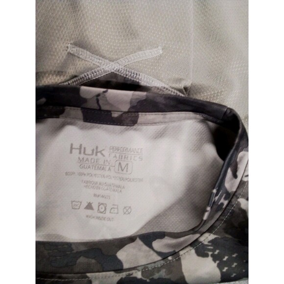 Men's Huk Performance Fabric Fishing Long Sleeve Gray Camo Shirt Size Medium - Picture 12 of 16